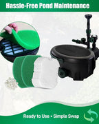 16 Pack Pond Filter Media Kit Compatible with Aquagarden Inpond 5in1 200 Gallon, 12 White Floss Pads, 2 Thick Foam Filters, 2 Bags Ceramic Rings