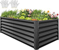 YITAHOME 6x3x3ft Large Raised Garden Bed Kit, Galvanized Metal Planter Box with Gloves, Support Rod, Outdoor Above Ground Planters for Plants Vegetables Flowers, Black