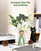 Velener Artificial Flowers with Stems Fake Flowers in Vase with Faux Water, Fake Plants for Home Decor, Office Kitchen Bathroom Farmhouse Living Room Coffee Table Faux Centerpieces for Tables