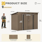 DWVO 9 x 4' Outdoor Storage Shed, Large Metal Tool Sheds, Heavy Duty Storage House with Lockable Doors & Air Vent for Backyard Patio Lawn to Store Bikes, Tools, Lawnmowers, Brown
