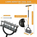 Manual Lawn Aerator Tool with 16 Steel Spikes, Adjustable T-Handle Hand Aerator Lawn Tool with 4-Spring Self-Cleaning Design for Soil Loosening & Grass Root Growth in Lawn, Garden & Backyard