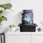 WICHEMI Tabletop Water Fountain with LED Lights Indoor Waterfall Fountains Relaxing Water Feature Indoor Fountains Zen Meditation Desktop Fountain for Home Office Bedroom Decor (Style 6)