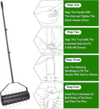 18-inch Rolling Lawn Aerator Tool, 50"-70" Handle Heavy Duty Spike Aerator with Sandbag, 40 Iron Spikes Tighten with Patience, Manual Rolling Aerator Lawn for Yard Garden