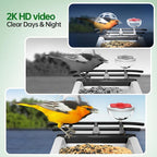 Smart Bird Feeder with Camera - Solar Powered Bird Watching Camera with 2K HD Live View, Auto Capture & AI Identify 10,000+ Species, 2.4G WiFi Outdoor Birdhouse, Ideal Gifts for Bird Lovers