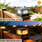 Dynaming 4x4 Solar Post Cap Lights Outdoor with Flickering Flame Light, Black Shell Fence Post Solar Lights Fit 4x4 Vinyl/Wooden Posts, Brightness LED Lighting Decor for Garden Deck Patio, 2 Pack