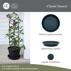 The HC Companies Flower Pot Saucers - Plastic Plant Saucer for Outdoors & Indoors - Traditional Design Plant Pot Trays for Water Drainage - Durable & Stylish Round Plant Tray (12" Evergreen)