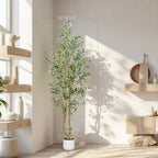 HZXGCP 6ft Artificial Olive Tree Indoor, Fake Olive Tree with White Pot, Faux Olive Tree with Dense Leaves & Realistic Fruits, Tall Artificial Plant for Home Living Room Office Entryway Decor