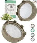 Elementi Sprouting Kit - Set of 2 Sprouting Lids for Wide Mouth Mason Jars, Sprouts Growing Kit for Bean Sprouts (Mushroom)
