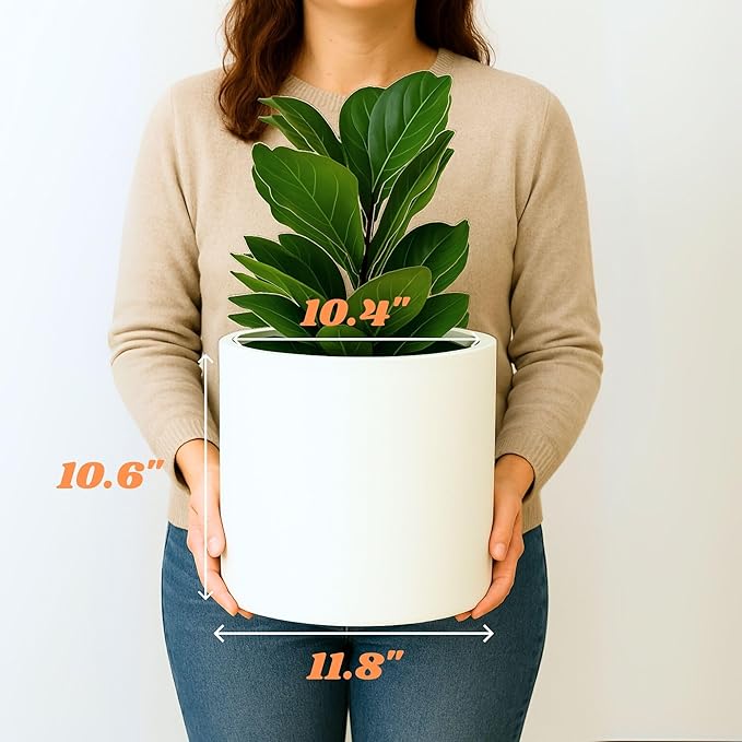 Fox & Fern Plant Pot, Large Plant Pots for Indoor & Outdoor, UV & Frost Resistant Plant Vase with Drainage Plug, Fiberstone, Large Indoor Pots for Plants & Flowers, House Indoor Plant Pot, Single Pot