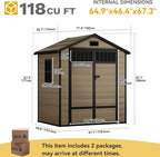 DWVO 6x4.4 FT Resin Storage Shed with Fence-Style and Side Windows, Lockable Door, and Vents Outdoor Storage Shed for Garden, Backyard, Patio, Lawn