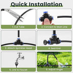 Automatic Drip Irrigation Kits - Garden Watering System with 360° Bendable Spray Adjustable Copper Atomizing Nozzles for Yard, Lawn, Raised Bed, Greenhouse, Potted Plants (24 Nozzles, 100FT Hose)