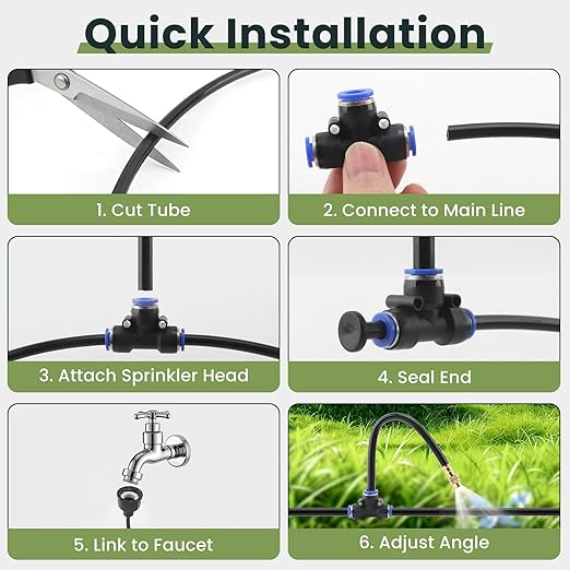 Automatic Drip Irrigation Kits - Garden Watering System with 360° Bendable Spray Adjustable Copper Atomizing Nozzles for Yard, Lawn, Raised Bed, Greenhouse, Potted Plants (40 Nozzles, 200FT Hose)