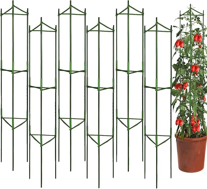 Moirsunt 6 Packs Tomato Cage for Garden Plant Support, Up to 48inch Garden Plant Stakes Tomato Trellis for Potted Plants, Deformable Tomato Cage Trellis for Climbing Plants Vegetables Flowers