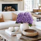 Coferset Purple Hydrangea Artificial Flowers 3pcs Lifelike Faux Hydrangea Real Touch Fake Flowers for Home Wedding Christmas Office Party Living Room Decoration,22inch