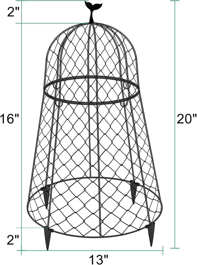 10 Packs Garden Cloches for Plants, Plant Protectors from Animals, Chicken Wire Cloche, Plant Cloche and Cage, Protection for Your Plants and Seedlings, 13" D x 20" H - Black