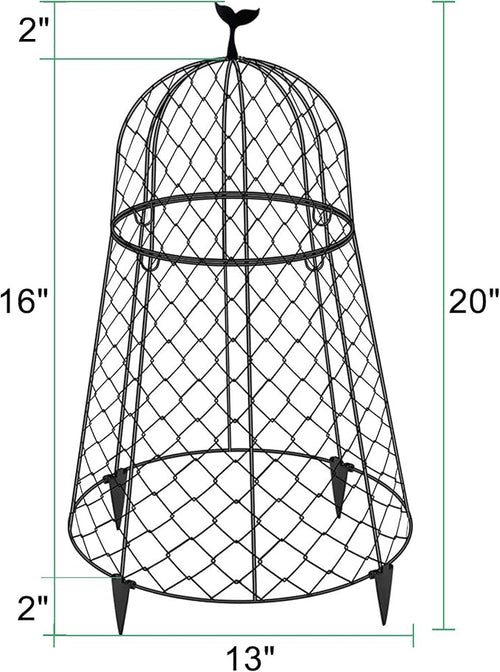 10 Packs Garden Cloches for Plants, Plant Protectors from Animals, Chicken Wire Cloche, Plant Cloche and Cage, Protection for Your Plants and Seedlings, 13" D x 20" H - Black