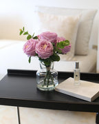 CHASMILE Artificial Flowers with Pinkish-Purple Peonies in Vase, Fix Lifelike Fake Flowers in a Vase with Artificial Water, Faux Flower Arrangements for Dining Table Centerpiece Decor