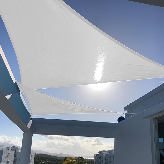 SUNNY GUARD Sun Shade Sail 20'x20'x20' Triangle Silver Grey UV Block Sunshade for Backyard Yard Deck Patio Garden Outdoor Activities and Facility(We Make Custom Size)