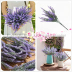 PASYOU 6 Pcs Artificial Lavender Flowers, Plastic Plants Fake Simulation Flower Wedding Indoor Outdoor Bridal Bouquet Home Garden Balcony Patio Planter Filler DIY Arrangement Decoration - Purple
