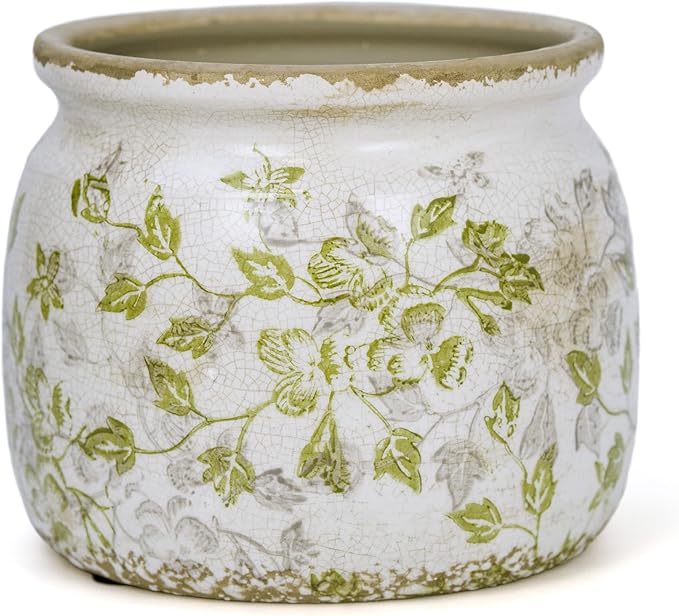 Dosayes Flower Pot,Vintage Ceramic Pot for Planter with Drainage Holes, 6.29 inch Ice Crack Glazed Indoor Planters Pot for Indoor,Tucan Home Decor,Gardening Gifts (Mid-Century)