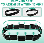 YSEJOMP 6X3X1 FT Oval Galvanized Metal Garden Raised Bed/Plant Box for Planting,36 Inches Diameter Iron Fire Pit Ring,Small Animal Fence-3 in 1 Modular Design in Black (Black, 72X36X11.5 Inches)