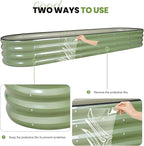 G GOOD GAIN Raised Garden Beds - 8x2x1ft Galvanized Planter Boxes Kit with Protective Tape & Gloves & Tools | Oval Metal Outdoor Raised Bed for Gardening Vegetables, Fruits, Flowers, Herbs, Oliver