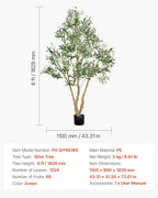 VEVOR 6FT Artificial Olive Tree with Black Pot, Tall Fake Tree with Natural Wood Trunk & Realistic Green Leaves and Fruits, Indoor Faux Plant for Home, Office, Living Room, Corner Decor