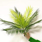 PASYOU Artificial Palm Tree, Plastic Plants Greenery Fake Tropical Shrubs Faux Big Leaves for Home Indoor Outdoor Garden DIY Basket Planter Filler Wedding Party Decoration UV Resistant - 2 Pack