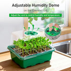 MIXC Seed Starter Tray with Elevated Lid, 120 Cells Seed Starter Kit with Adjustable Humidity Dome, Drainage Hole, Clear Heightened Lids for Indoor Outdoor Greenhouse Gardens, 10 Pack, Green