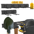 CBWLWJ 48'' Garage Tool Organizer Wall Mount - Heavy Duty 480 lbs Capacity Tool Rack with 6 Adjustable Straight Hooks, Wall Mounted Storage System for Garage, Shed, Workshop (Black)