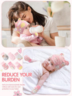 Geyoga 12 Pieces Newborn Hat Mittens Gloves Set Baby Boys Girls Cotton Baby Beanie for 0-12 Months