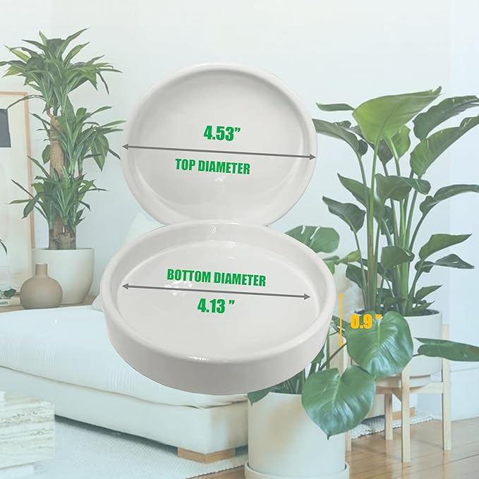 Yukfona Plant Saucer Pot Tray Planter Saucers 4 Pack 4 in,5 6 7 8 9 10 11 12 13 Inch for Indoors Outdoor, Durable Sturdy Ceramic Flower Drainage drip Water Tray for Glazed Pots Base (4 Inch-White)