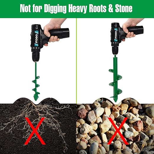Auger Drill Bit for Planting 4 Pack, Garden Ground Earth Spiral Drill Bit for 3/8" Hex Drive Drill, Easy Bulb Auger for Post Hole Digger Flowers, Bedding Digging Plant Rapid Planter Tool