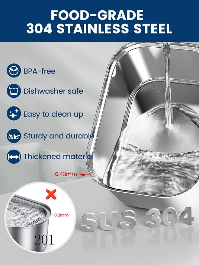 Cat Water Fountain Stainless Steel for Cats Indoor 2.5L 85oz by BPA-Free SUS304, Effective 6-Layer Filter Cat Fountain for Drinking 20dB Ultra Quiet & Soft Flow Metal Pet Water Fountain