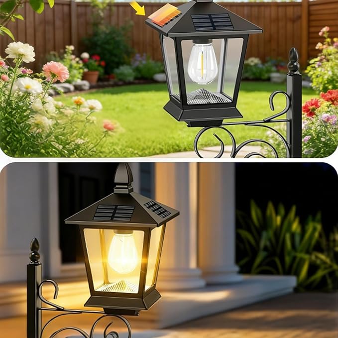 2-in-1 Outdoor Solar Lamp Post Light with Planter: Dusk to Dawn Solar Powered Light,Solars Lamp Post with Planter,Solars Lamps Postc,for ardens, Outdoor Floor Lamps (1 Set)