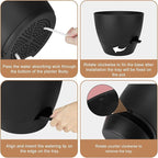 Plant Pots 12/10/9 Inch Self Watering Pots, Set of 3 Plastic Planters with Drainage Holes and Saucers,Plastic Flower Pots,Nursery Planting Pot for Indoor Out Door Plants(Pure Black)