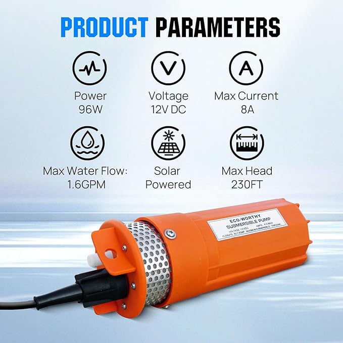 ECO-WORTHY Solar Well Pump Kit - 100W Solar Panel with 12V Deep Well Water Pump for Off-grid Living or Irrigation, Farm & Ranch-DELIVERY IN 2 PARCELS One