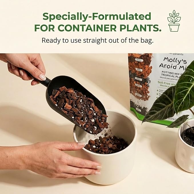 Molly's Aroid Mix - Premium Soilless Potting Mix for Houseplants - Fast Draining, Chunky & Easier to Water vs. Soil for Indoor Plants - with Bark, Coco Chips, Worm Castings, Mycorrhizae 5 Dry Quarts