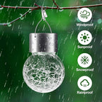 Solar Lights Outdoor Hanging Decorative Globe 24 Pack, Waterproof Solar Lantern with Handle and Clip, Solar Powered Glass Ball Lights for Garden Yard Fence Tree Umbrella Holiday Décor, Cold White