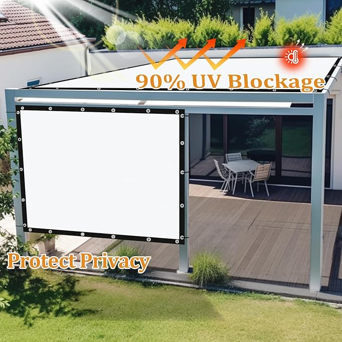 Shade&Beyond Customized Size 90% Sun Shade Cloth with Grommets, 14' X 20' Pergola Shade Cover Canopy, Mesh Tarp Sun Screens for Patio, Outdoor, Garden, Backyard GN01, White