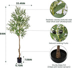 7FT Artificial Olive Tree,84 Inch Faux Olive Tree with Black Base Pot- Fake Olive Plant Potted - Artificial Silk Tree for Home Office Living Room Corner Decor Indoor-1 Pack