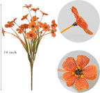 21 Bundles Artificial Outdoor UV Resistant Flowers No Fade Fake Outside Flowers Plastic Greenery Faux Shrubs Garden Porch Window Box Home Decoration(Light Autumn Orange)