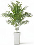 Garvee 4.8FT Artificial Palm Tree, Tall Faux Tropical Areca Plants with White Tall Planter, Fake Potted Tree with Lifelike Leaves for Indoor Living Room Bedroom Home Office Decor