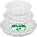 CATIFLIN 24 Pack Clear Plant Saucers - 8, 10, 12 Inch Plastic Plant Trays for Pots, Flower Pot Saucers, Indoor & Outdoor Planter Drip Tray for Water Drainage & Protection