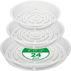 CATIFLIN 24 Pack Clear Plant Saucers - 8, 10, 12 Inch Plastic Plant Trays for Pots, Flower Pot Saucers, Indoor & Outdoor Planter Drip Tray for Water Drainage & Protection
