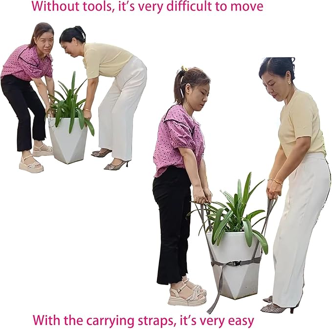 Potted Plant Mover and Lifting Straps for Garden, Landscaping Lifting Straps, Move Heavy Garden Objects: Flower Pots, Planters, Trees, Rocks,Pot Tool,Gray