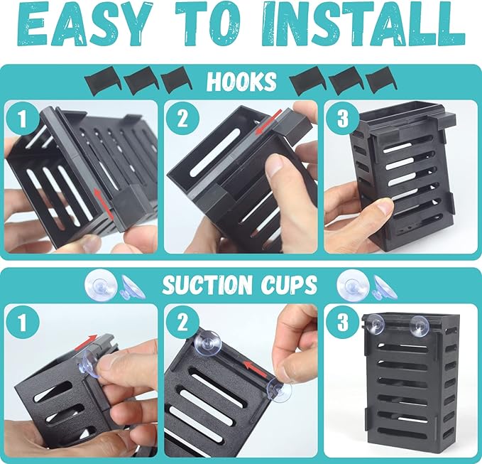 4 Pcs Aquarium Plant Holder, Fish Tank Plant Holder with Hooks and Suction Cups, Aquarium Planter Cups for Emersed Plants, Suitable for Aquatic Plant Cultivation and Water Feature Decoration.