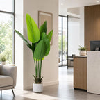 3.8 ft Artificial Banana Tree in Pot, Decorative Evergreen Faux Bird of Paradise Plant, Fake Tropical Traveler's Palm Tree, Indoor House Plants for Living Room Porch Entryway Office