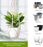 LEWESU Macrame Plant Hanger Indoor Set of 2 with 4 Hooks, Indoor Outdoor Hanging Planter for Plants Holder with Decorative Wood Beads & No Tassels, Boho Home Decor, 35 Inch Ivory (Pots Not Included)