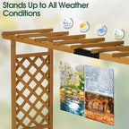 Outvita 45" Raised Garden Bed with Trellis, Wood Planter Box with Hanging Roof, Side Trellis and Drainage Holes, Above Ground Elevated Garden Bed for Outdoor Climbing Plants Vegetables(Teak Color)